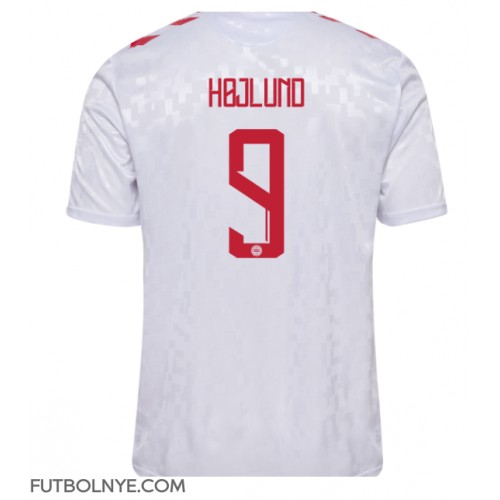 Camiseta Dinamarca Rasmus Hojlund #9 Visitante Equipación Eurocopa 2024 manga corta